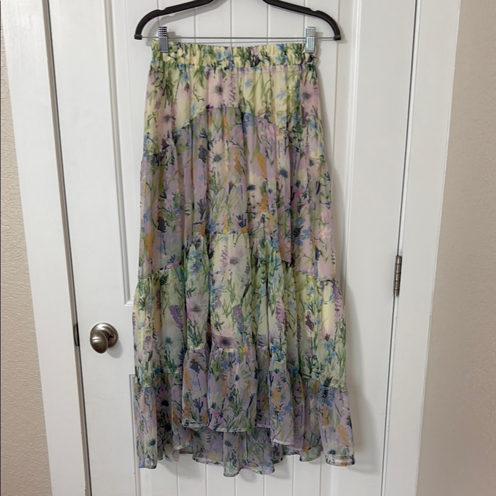 Carly Jean Los Angeles Purple and Pink Maxi A-Line Skirt